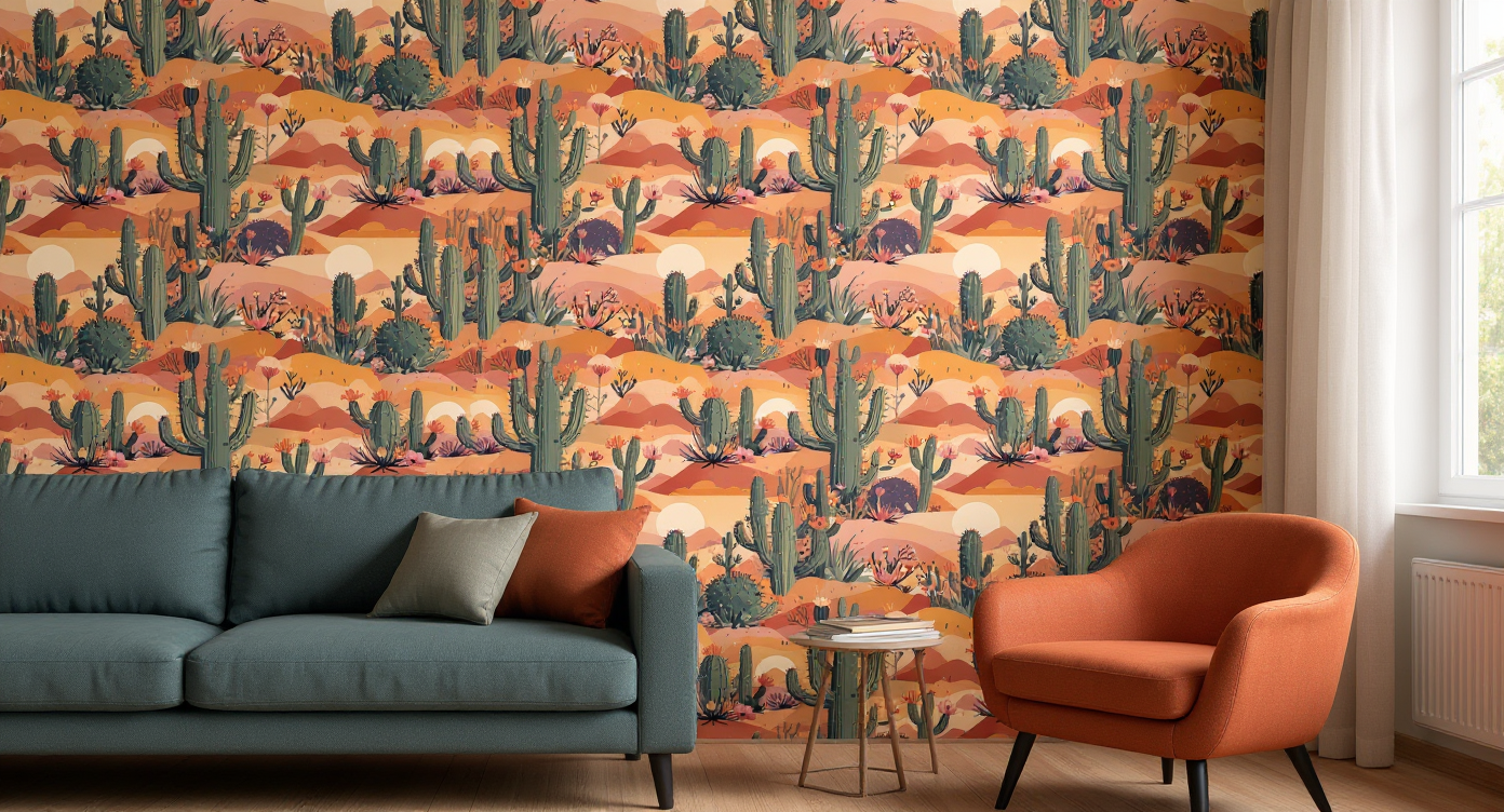 Desert Cactus Wave Wallpaper