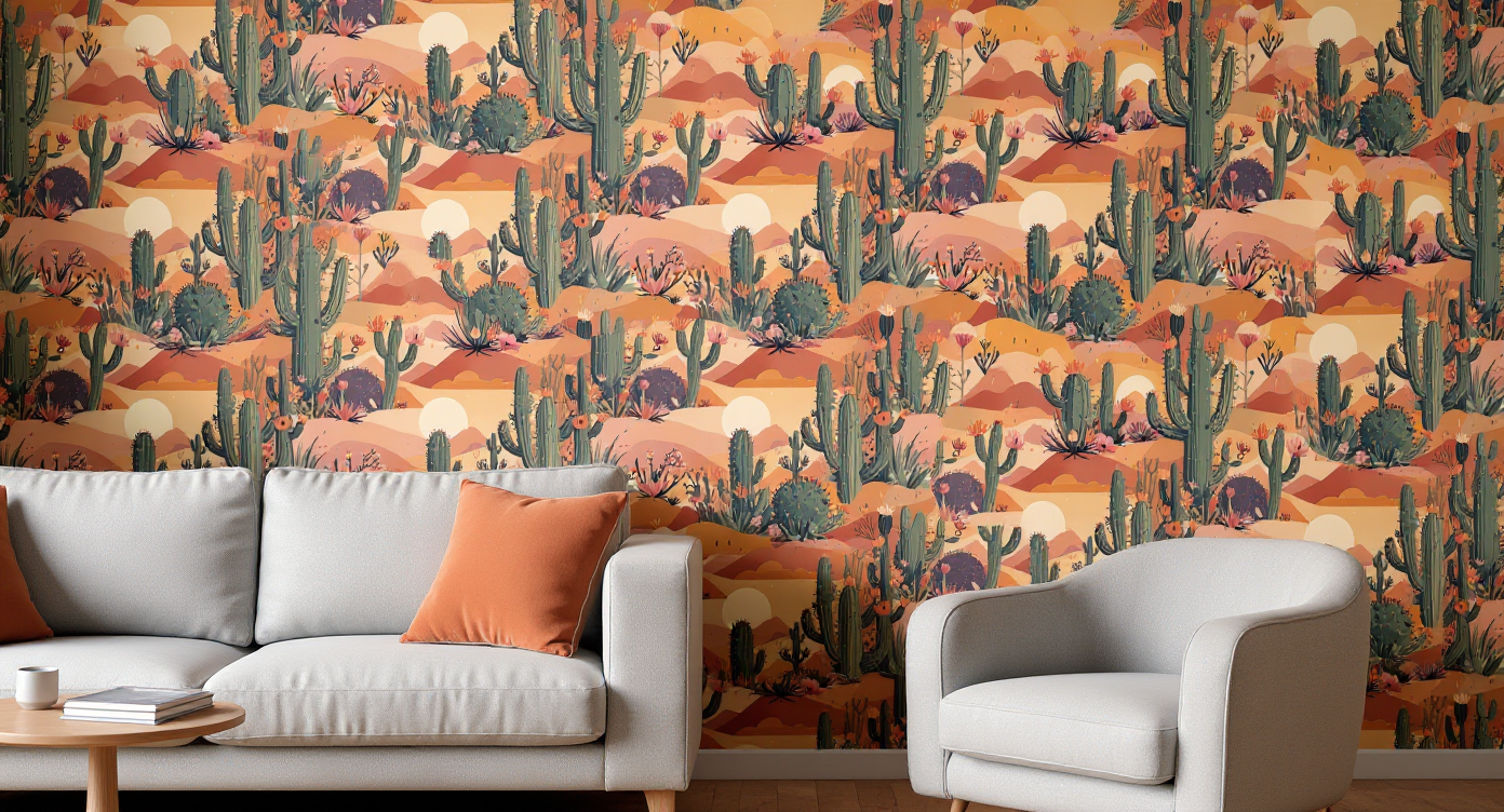 Desert Cactus Wave Wallpaper