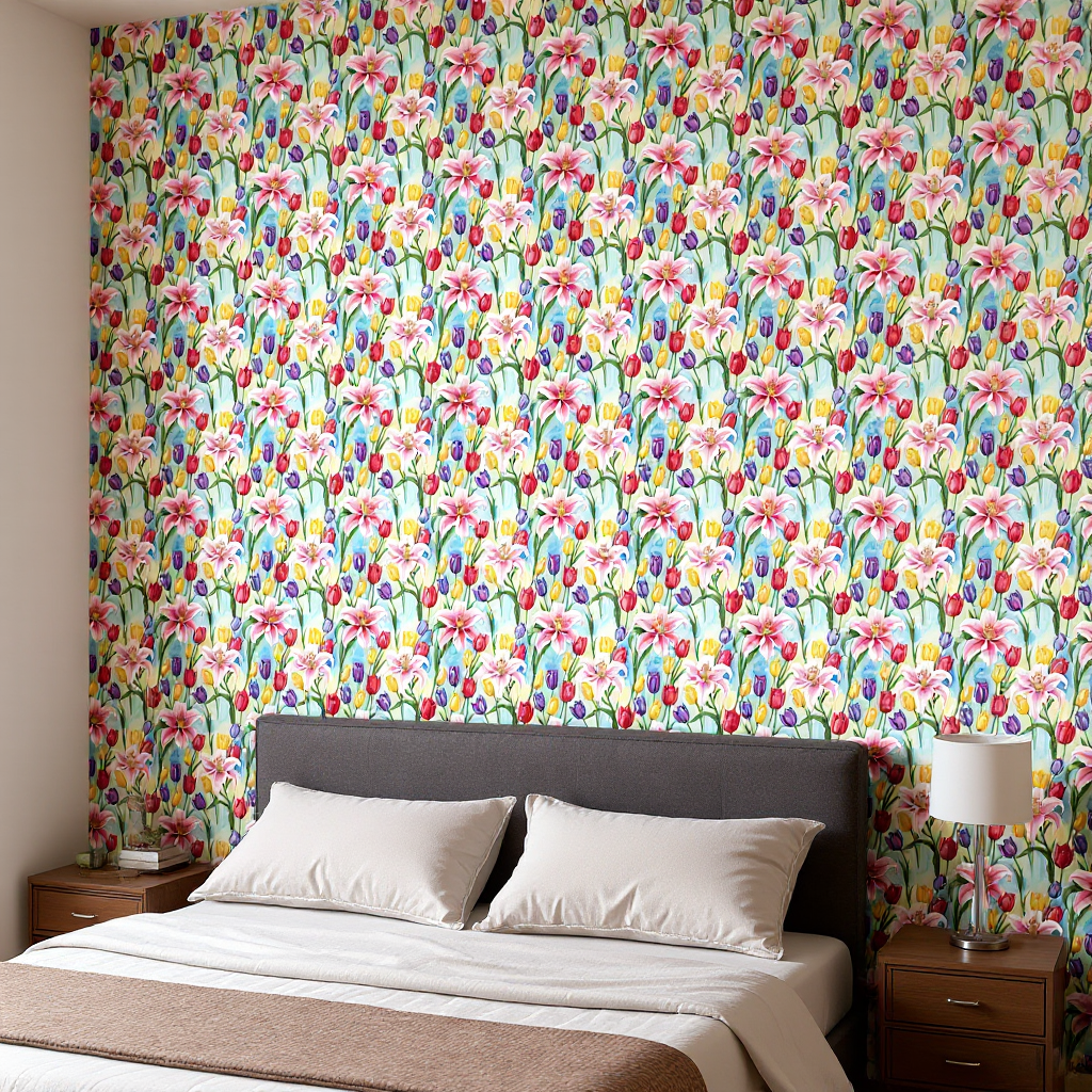 Lilies and Tulips Wallpaper