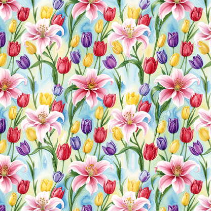 Lilies and Tulips Wallpaper