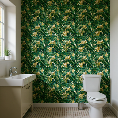 Tropical Palm Leaf Wallpaper | Lush Jungle Green