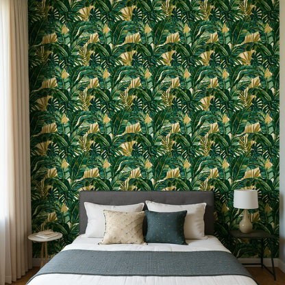 Tropical Palm Leaf Wallpaper | Lush Jungle Green