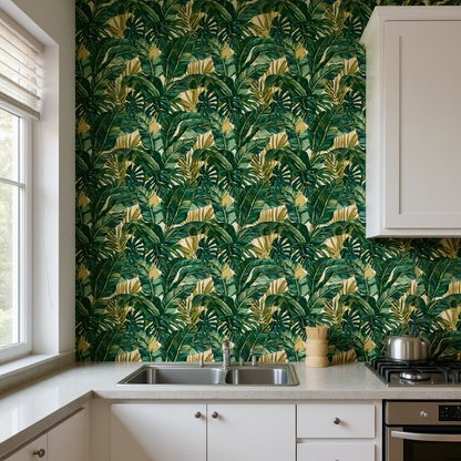 Tropical Palm Leaf Wallpaper | Lush Jungle Green