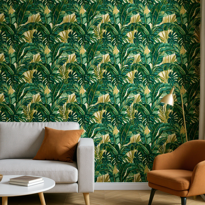 Tropical Palm Leaf Wallpaper | Lush Jungle Green